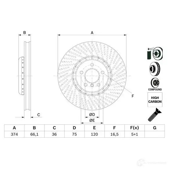 Тормозной диск BOSCH BD 2691 E1 90R 02C0481/0022 1425140890 0986479e27