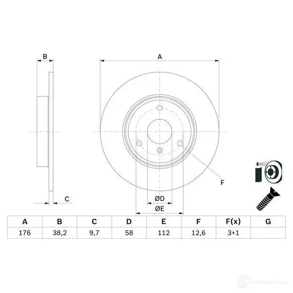 Тормозной диск BOSCH 3Q6ORG 3 0986479e74 1437241141