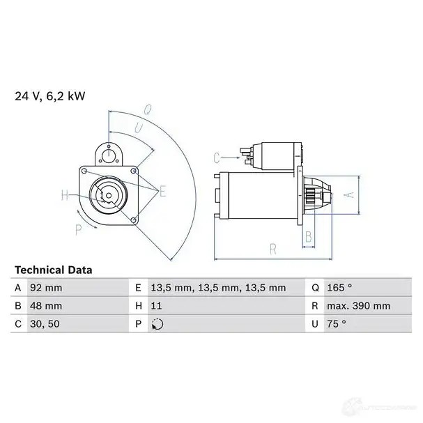 Стартер BOSCH 2 088 331589 0986020880 TX09X