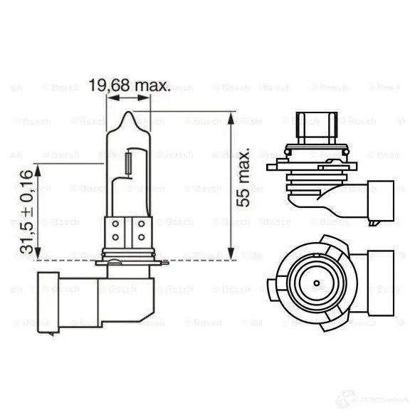 Лампа галогеновая HB4 XENON BLUE 51 Вт 12 В BOSCH HB4 (P22d) 12V 51W HB4 XENON BLUE 1987302155 350229