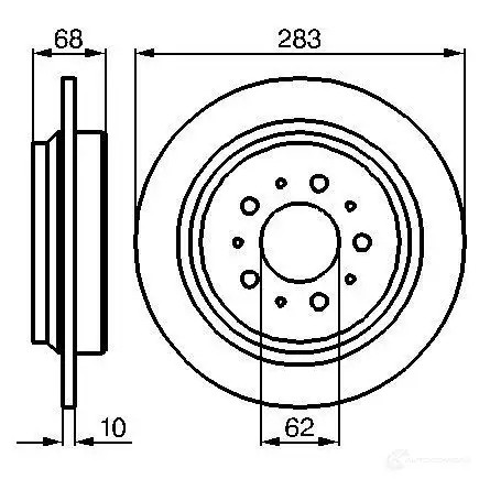 Тормозной диск BOSCH 338926 E1 90 R - 02C0357/0217 BD376 0986478445