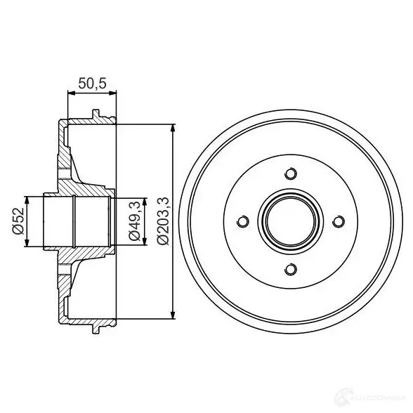 Тормозной барабан BOSCH 0986477170 VNJV2 338566 DB2 41