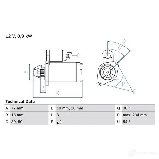 Стартер BOSCH 0986012301 330981 12 30 DJHW29