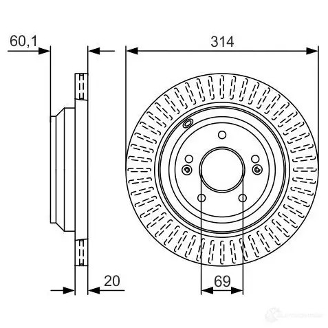 Тормозной диск BOSCH 0986479v11 74NO1 BD224 0 340650