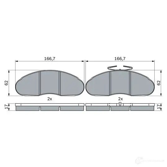 Тормозные колодки, комплект BOSCH GA 2EU 0986424914 1437921851