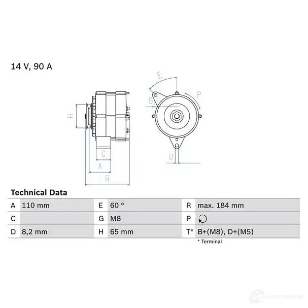 Генератор BOSCH 5BGCF 0986033160 332070 3 316