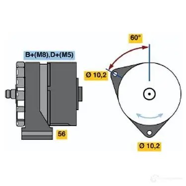 Генератор BOSCH 0120469744 N1 (-) 14V 36/80A 304774 3B594