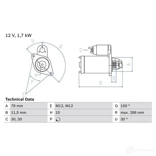 Стартер BOSCH 331159 UPZZY97 1 494 0986014940