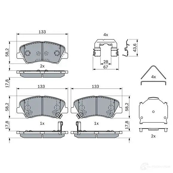 Тормозные колодки, комплект BOSCH PB4 FP 1437921850 0986424951