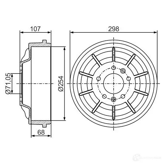 Тормозной барабан BOSCH 0986477300 338688 JJ9R5 D B370
