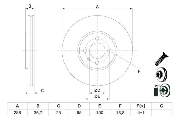 Тормозной диск BOSCH 0 986 479 E81 H0 8QH 1440044649