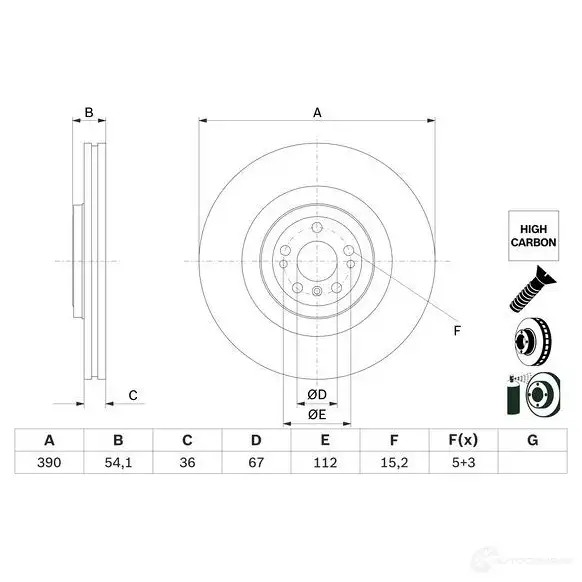 Тормозной диск BOSCH 0986479e96 1437978384 94EYS 9