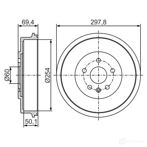 Тормозной барабан BOSCH 338689 0986477302 DB3 72 2OX6PL