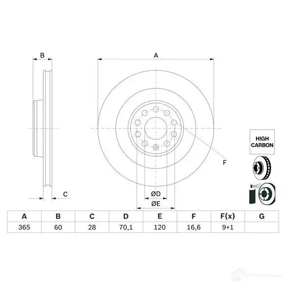 Тормозной диск BOSCH 2F NFZYL 0986479g56 1438326732