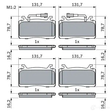Тормозные колодки, комплект BOSCH 1437243611 0HSC JT 0986424851