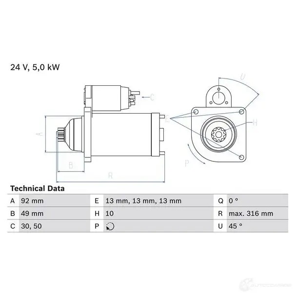 Стартер BOSCH EL57KI 2 343 331737 0986023430