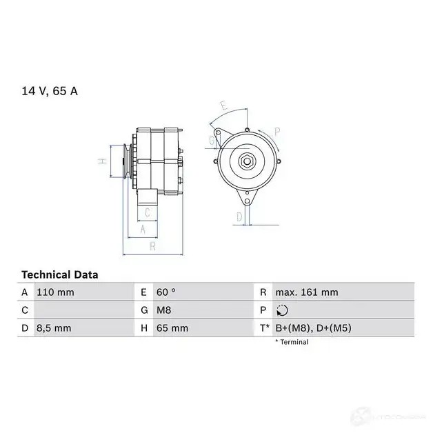 Генератор BOSCH 332141 0986034230 3 423 27MM2