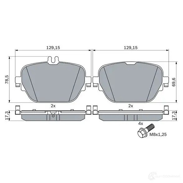 Тормозные колодки, комплект BOSCH A 460BZ 1437243528 0986424858