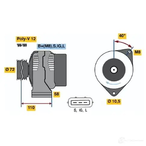 Генератор BOSCH 4 604 0986046040 332971 HH1DA