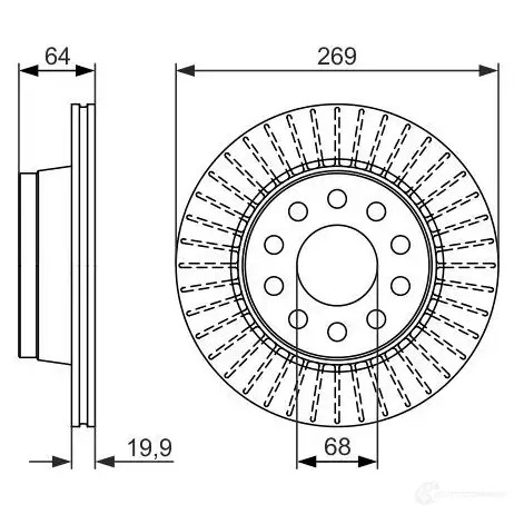 Тормозной диск BOSCH 339897 1B46YL BD152 5 0986479689