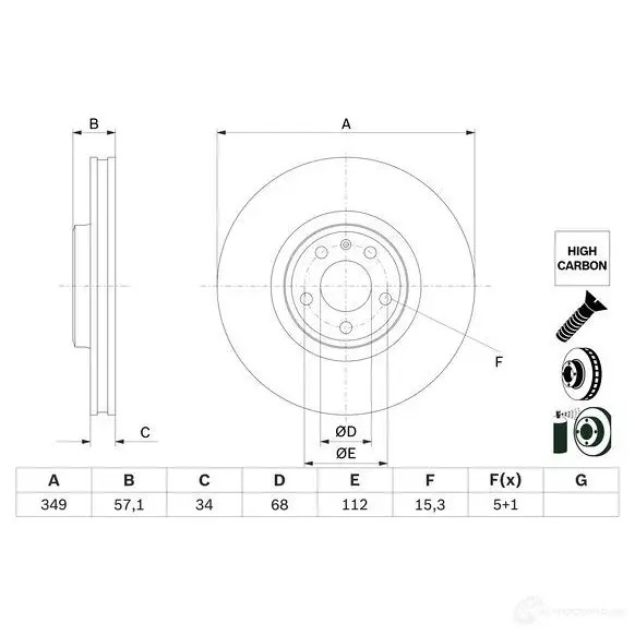 Тормозной диск BOSCH 0986479f17 E8SP BVU 1438326963