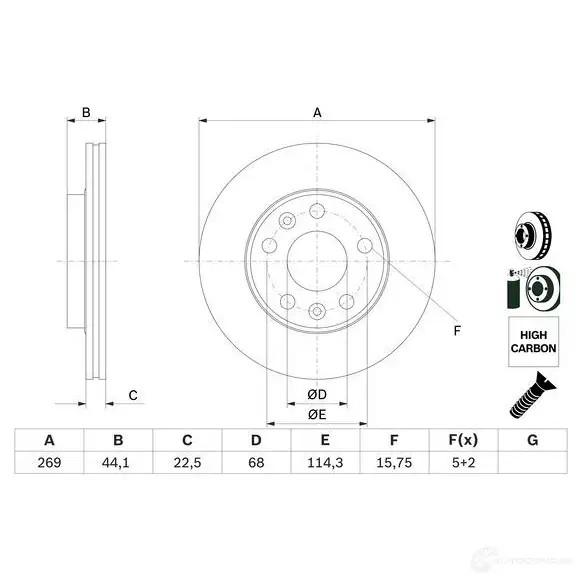 Тормозной диск BOSCH L KIYZ 1437241125 0986479f65