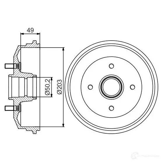Тормозной барабан BOSCH 338650 0986477259 DB32 9 JZZAPK