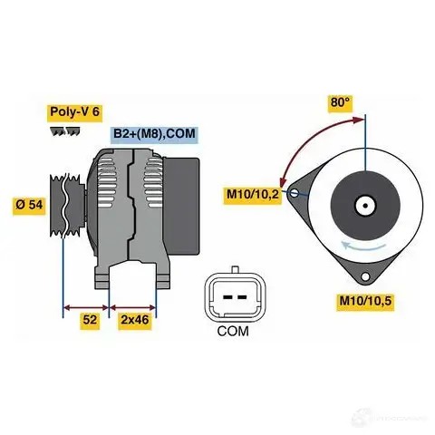 Генератор BOSCH 333115 0986048360 EXO9I08 483 6