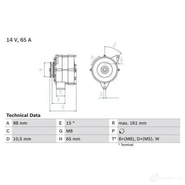 Генератор BOSCH 332371 UIN79 0986038080 3 808