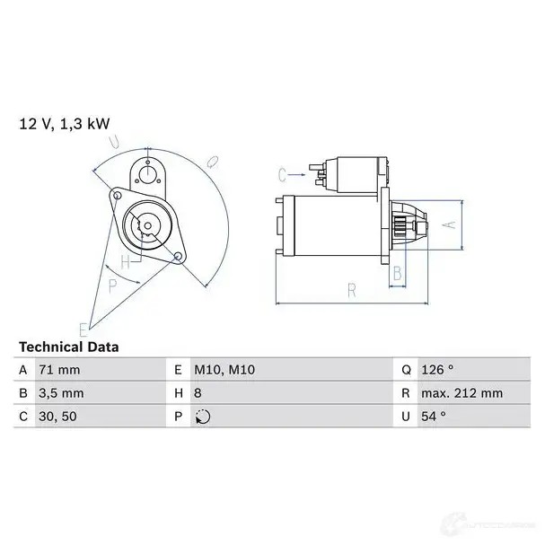 Стартер BOSCH 1 856 0986018561 4EF54R 331420