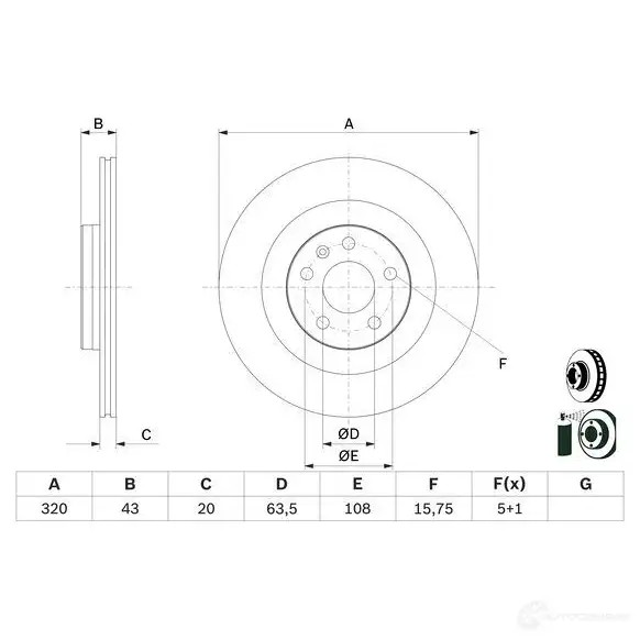 Тормозной диск BOSCH 1438327881 0986479e87 VWQ9Q5 T