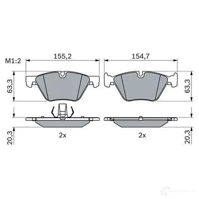 Тормозные колодки, комплект BOSCH 0986424621 H4FRDJ Y 1437243637