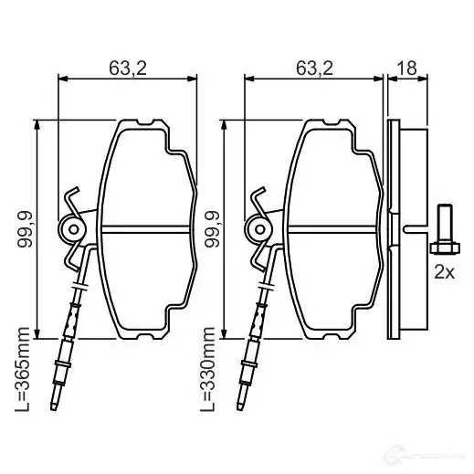 Тормозные колодки, комплект BOSCH 337773 0986461117 21 460 BP570