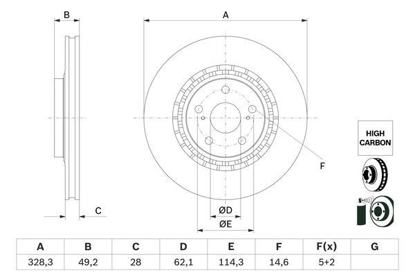 Тормозной диск BOSCH 1440044673 0 986 479 G63 P 0CWO