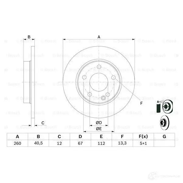 Тормозной диск BOSCH BD773 339237 0986478874 E1 90 R - 02C0100/0471