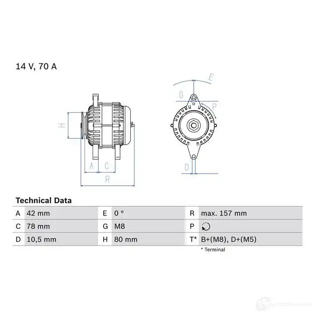 Генератор BOSCH 408 5 59KJQSV 0986040850 332584