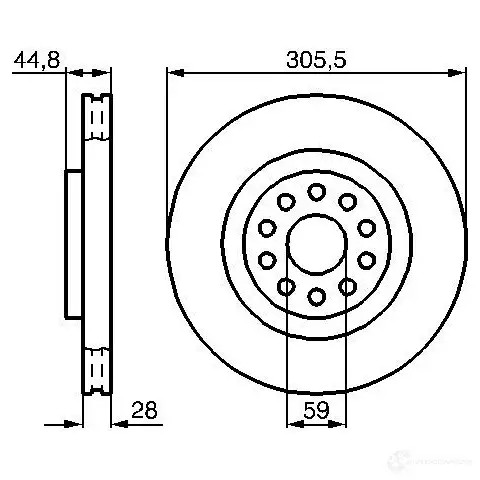 Тормозной диск BOSCH 339263 E1 90 R - 02C0339/0067 BD861 0986478963