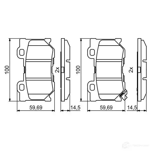 Тормозные колодки, комплект BOSCH 0986494863 BP2037 24921 1193484312