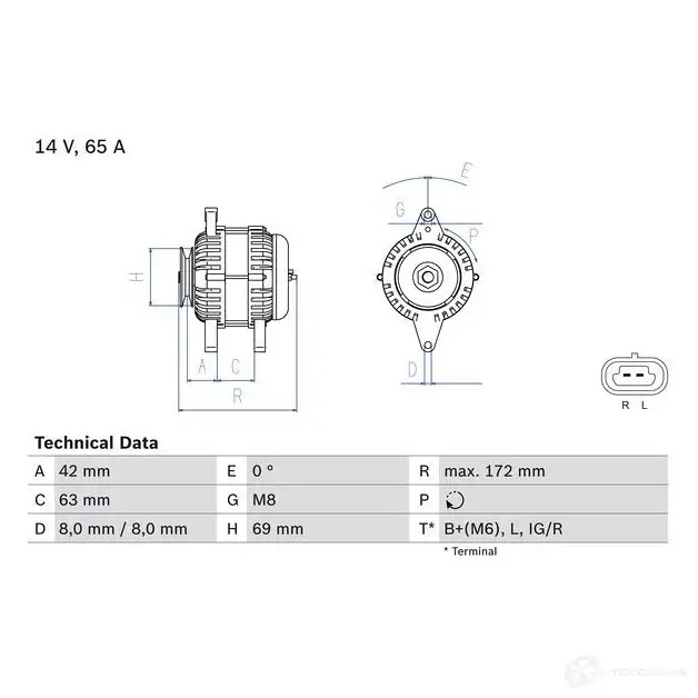 Генератор BOSCH 463VC 490 5 0986049051 333154