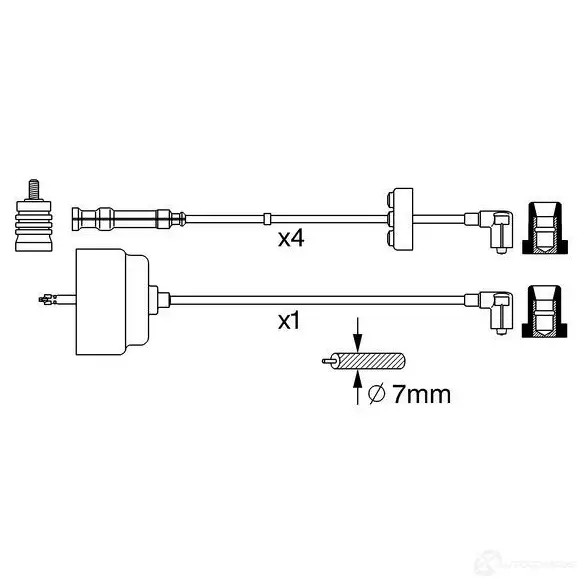 Высоковольтные провода зажигания, комплект BOSCH 7YKH9 ES 810 324905 0356912810