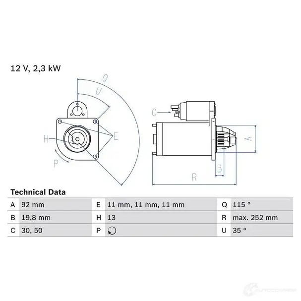 Стартер BOSCH AYHICEX 0986020181 331523 201 8