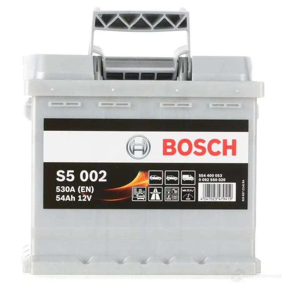 Аккумулятор 54 ач обратная 530 а 12 в Кальциевый [CA/CA] silver plus 207x175x190 BOSCH 12V 54AH 530A 304287 554 400 053 0092S50020