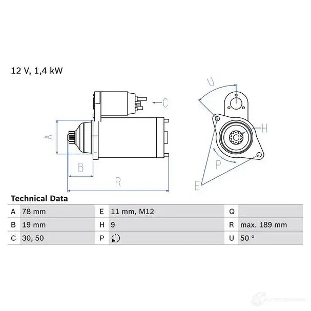 Стартер BOSCH PIFMZ5 183 2 0986018321 331396