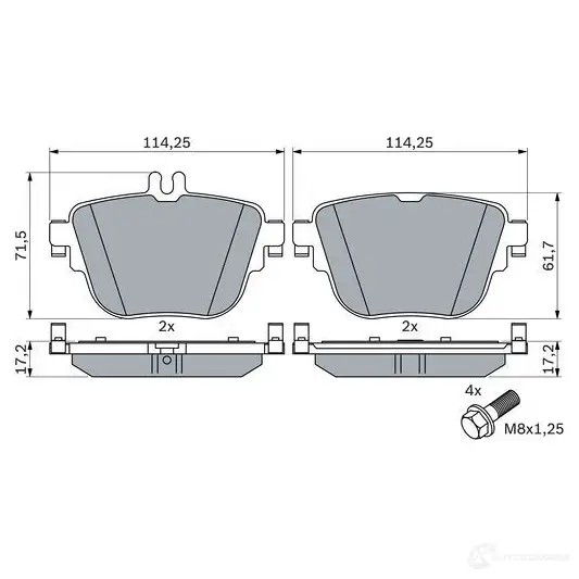 Тормозные колодки, комплект BOSCH 1437243654 0986424859 9U4 C0S