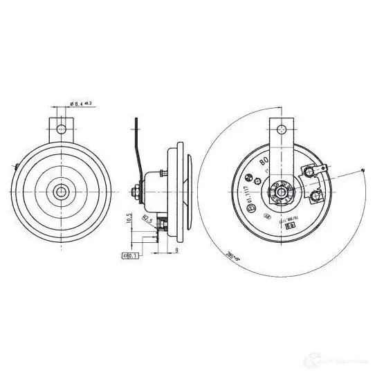 Пневматический звуковой сигнал BOSCH 9320332009 365087 WFRX75 FC 4