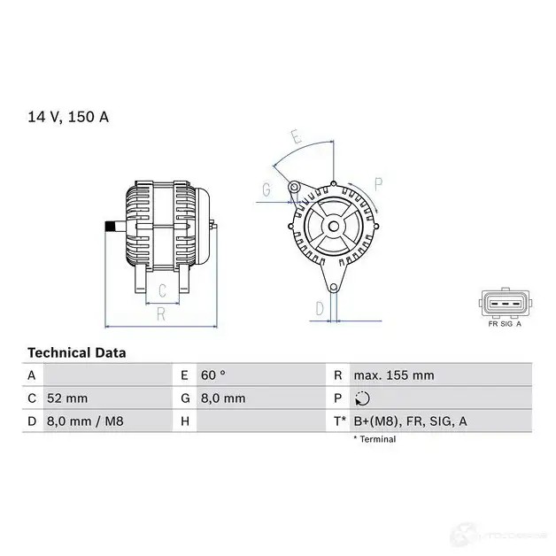 Генератор BOSCH 81 14 0986081140 333346 HD8PC