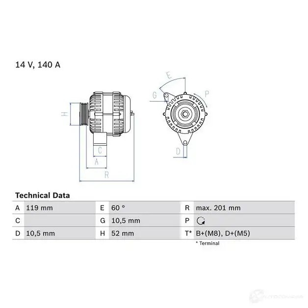 Генератор BOSCH 4 619 9R0PNT8 0986046190 332985
