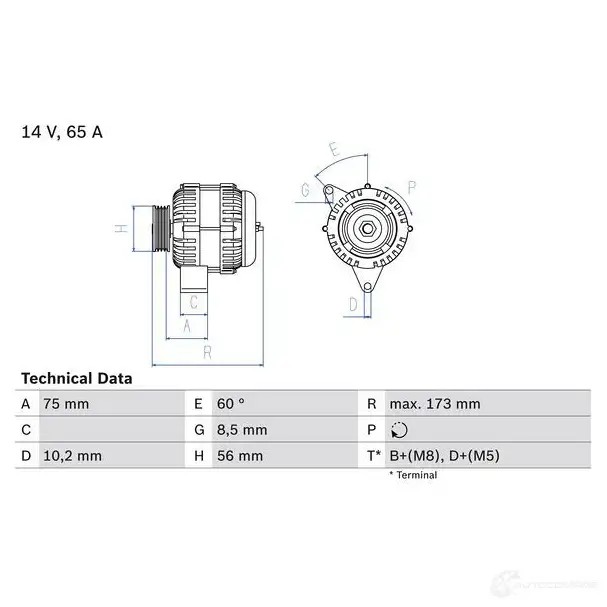Генератор BOSCH 0986042111 ETU8F 42 11 332695