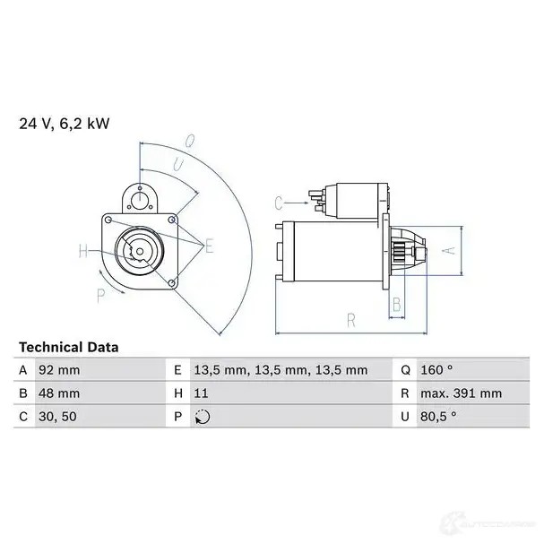 Стартер BOSCH 331401 SBRYP 0986018370 1 837