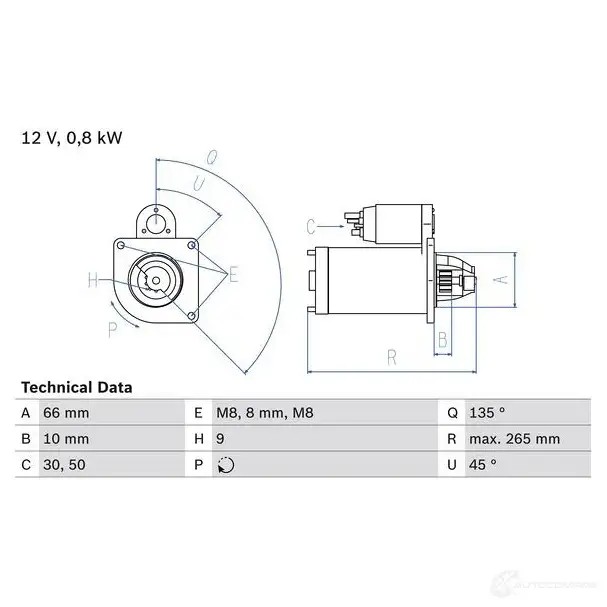 Стартер BOSCH 0986011830 1 183 330961 MJHUO4